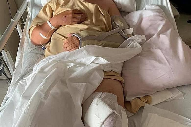 Mr Poh Wei Ye, who has been helping orphans and the needy in Vietnam for the past eight years, suffered hand and leg injuries after crashing his motorcycle into branches lying on a road in Dong Nai province last Saturday.