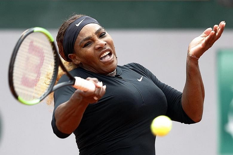 Former world No. 1 Serena Williams was given a decent workout by Japanese world No. 238 Kurumi Nara in Paris yesterday but her experience and quality prevailed in the end as she won 6-3, 6-2 to reach the third round of the French Open. PHOTO: REUTERS