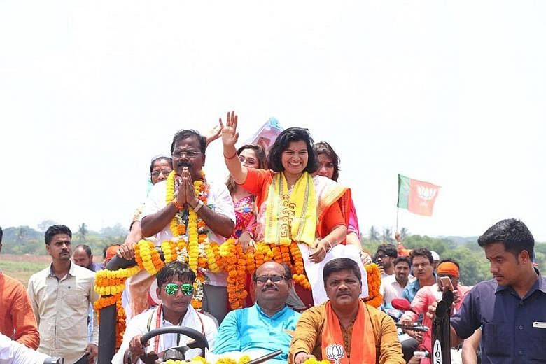 Mrs Aparajita Sarangi, newly elected Member of Parliament for the Bharatiya Janata Party, at a roadshow last month. PHOTO: APARAJITA SARANGI/TWITTER