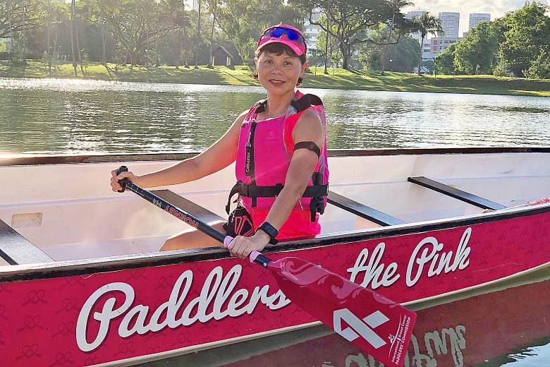 Catherine Lee, 55, a breast cancer survivor, will be taking part in the DBS Marina Regatta this weekend for the first time, as a member of the Breast Cancer Foundation (BCF) Paddlers in the Pink team.