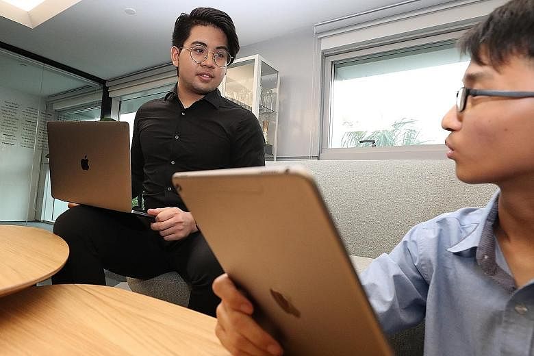 Singapore Polytechnic student Dalton Ng (left) and Dunman High student Lim Yong Jun will attend sessions hosted by Apple engineers at its Worldwide Developers Conference in San Jose, California, next week.