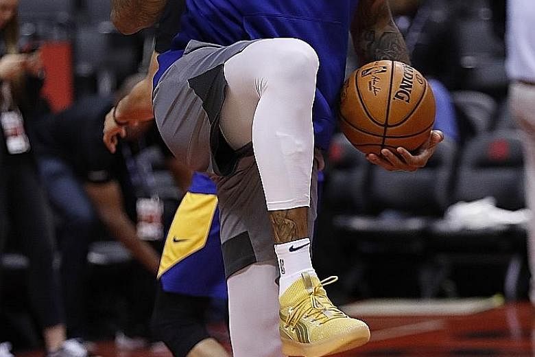 Golden State will be relying more on DeMarcus Cousins in Game 3 of the NBA Finals against Toronto at home today. The centre has just returned from injury after six weeks out, playing eight minutes in Game 1 and 28 in Game 2 in Toronto. PHOTO: EPA-EFE