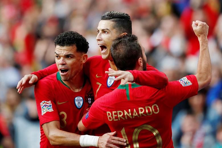 Cristiano Ronaldo, with Pepe and Bernardo Silva, was instrumental in Portugal's 3-1 Nations League semi-final win over Switzerland in Porto.