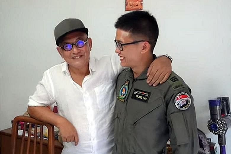 Mr John Low meeting one of the rescuers, Captain (Dr) Joel Tan, on Friday - a month after he was lifted into a helicopter from a ship that had picked him up from the South China Sea.