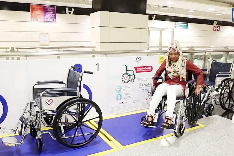 The Heartwheels@Linkway project provides wheelchairs for elderly commuters and those with physical difficulties at MRT stations, while Heart Zones are designated areas for elderly and visually disabled commuters.