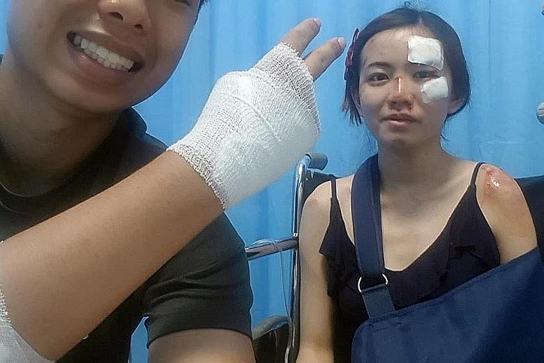 Mr Eugene Aathar had minor injuries while Ms Dolly Ho had concussion and a fractured shoulder during the snatch theft.