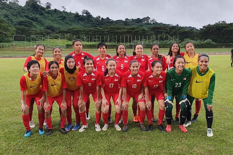 The women's national players during a playing tour in Vanuatu where they played friendly games against Vanuatu and Fiji on June 3 and 6 respectively.