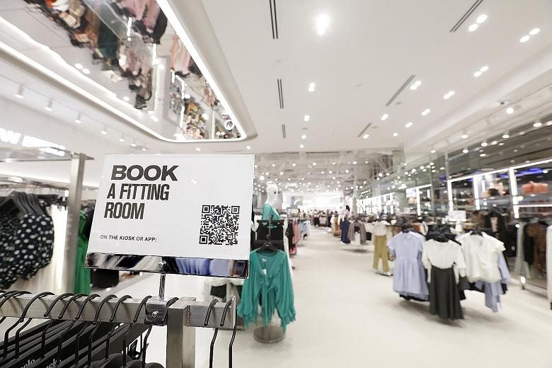 The SKII store at Shilla Duty Free in Changi Airport has kiosks where customers can scan their image of any SKII product and be directed to its location within the outlet. Pomelo, which opened its first branch in Singapore on June 12, is taking to te