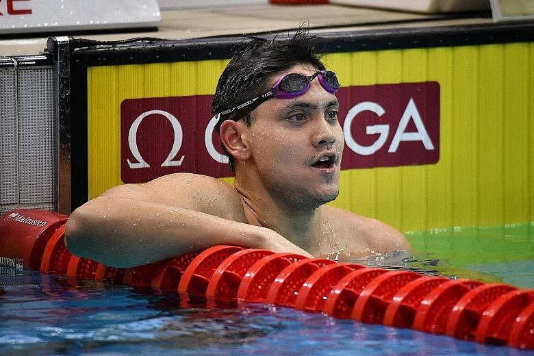 Joseph Schooling after finishing seventh in the 200m freestyle at the Singapore National Swimming Championships on Thursday. He and his coaches collectively decided on his withdrawal so that he could recover before resuming training and taper towards