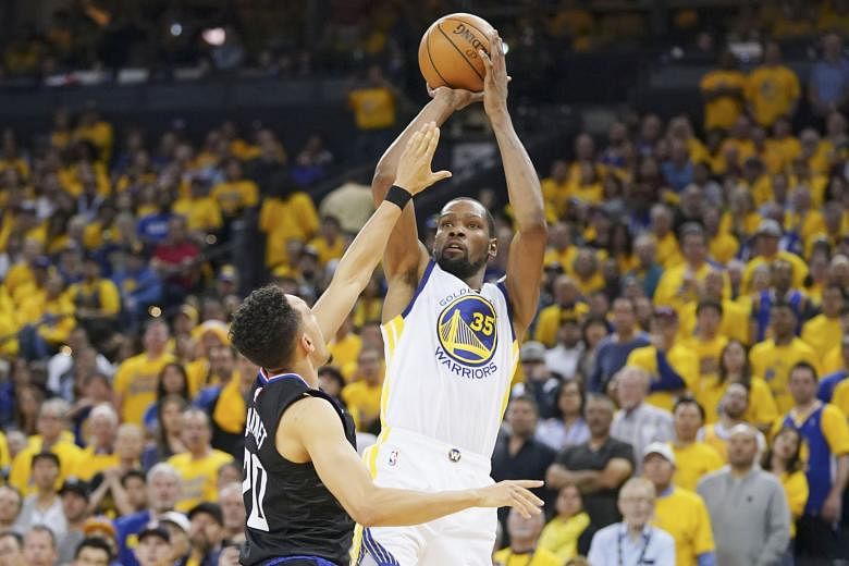 Golden State Warriors forward Kevin Durant suffered a calf injury in Game 5 of the play-off semi-finals against Houston Rockets before rupturing his Achilles tendon in Game 5 of the NBA Finals series against Toronto Raptors. PHOTO: REUTERS