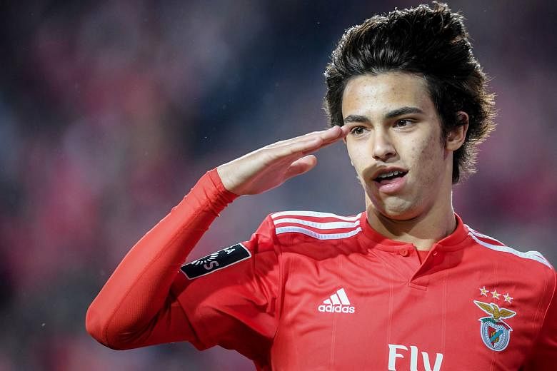 Benfica's Portuguese midfielder Joao Felix celebrating after scoring against Maritimo in the Portuguese Primeira Liga in April. Atletico want him as a replacement for Antoine Griezmann, who is set to join Barcelona. PHOTO: AGENCE FRANCE-PRESSE