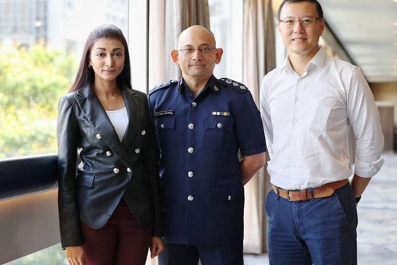 Ms Shanti Pandian, director of Community Action for the Rehabilitation of Ex-offenders Network; Singapore Prison Service Superintendent Faisal Mustaffa of Institution B4; and Mr Andrew Tay, executive director of Prison Fellowship Singapore, at a semi