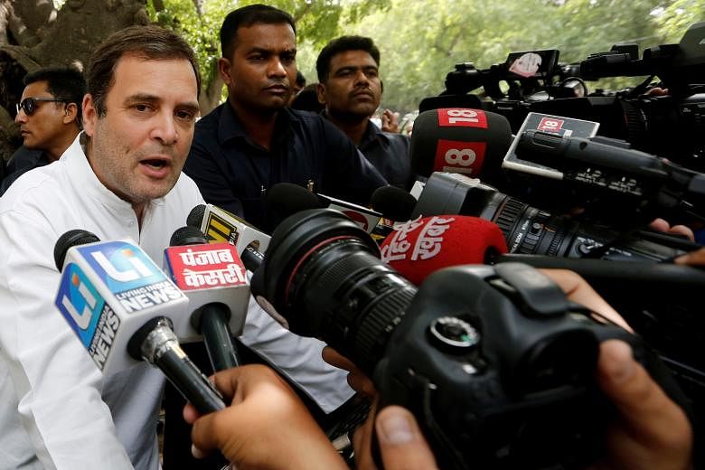Mr Rahul Gandhi after casting his vote during India's general elections last month. He resigned after the Congress won just 52 of the 542 seats in the Lower House of Parliament. PHOTO: REUTERS