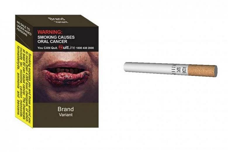 From July 1 next year, the minimum size of graphic health warnings on tobacco packs will be increased to 75 per cent of the packaging surface, up from 50 per cent, similar to the illustration above. PHOTO: MINISTRY OF HEALTH