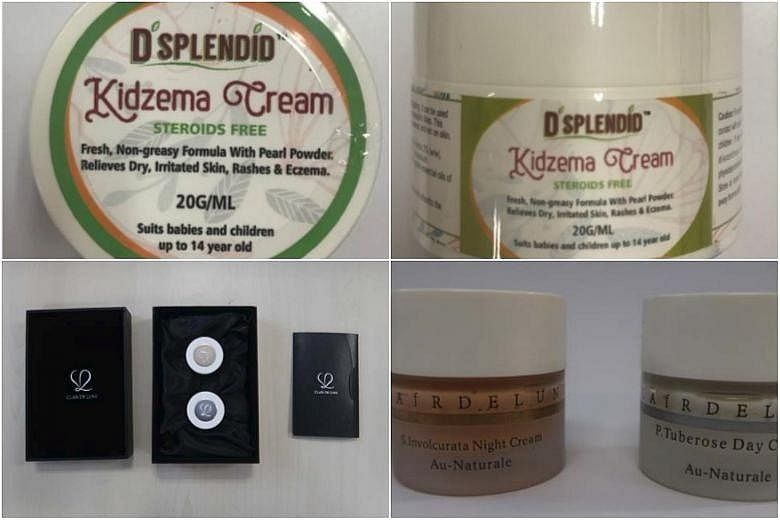 Warnings have been issued against D'Splendid Kidzema Cream (top) and Clair De Lune P. Tuberose Day Cream and Clair De Lune S. Involcurata Night Cream (above).