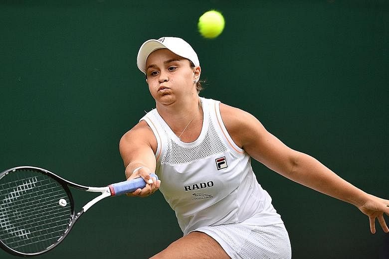 World No. 1 Ashleigh Barty, who is bidding to become the first woman since Serena Williams in 2015 to win the French Open and Wimbledon in the same year, has a tricky match against Belgian Alison van Uytvanck in the second round. PHOTO: AGENCE FRANCE