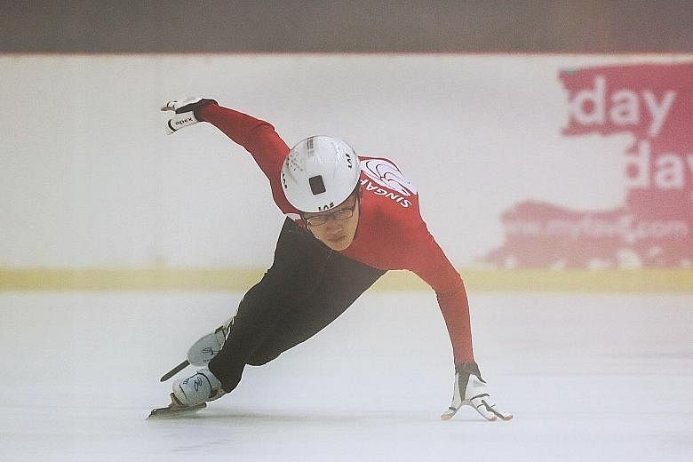 Not only has ballroom dancing and now ice skating helped Xu Jing Feng, 15, overcome several medical conditions, sport has also taught him the value of perseverance. ST PHOTO: GAVIN FOO