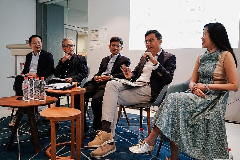 Members of the Design Education Review Committee: (from left) Mr Mark Wee, executive director of the DesignSingapore Council; Mr Simon Ong, deputy chairman of Kingsmen Creatives; Mr Tan Pheng Hock, former president and chief executive of Singapore Te