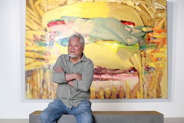 New Yorktrained artist Wong Keen (above) with his Still A Burger work at his exhibition titled Theatre Of Enigmas. 