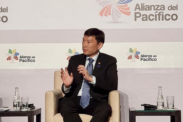 Senior Minister of State for Trade and Industry Chee Hong Tat at a seminar in Peru yesterday. PHOTO: MINISTRY OF TRADE AND INDUSTRY