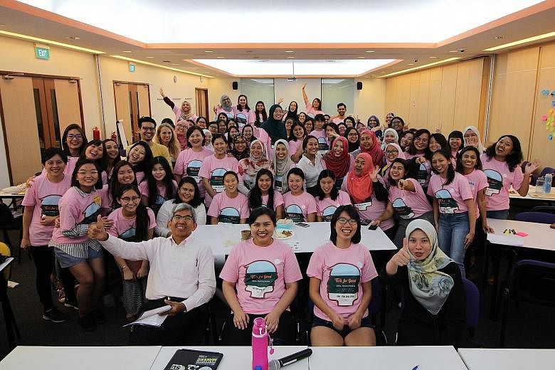 Dr Yaacob Ibrahim, an MP for Jalan Besar GRC, with judges, mentors and participants at Singapore's first women-only hackathon last year organised by volunteer-run group The Codette Project. The second edition of the hackathon this weekend will take p