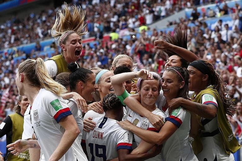 The United States are ecstatic after breaking the deadlock through Megan Rapinoe's penalty in the second half.
