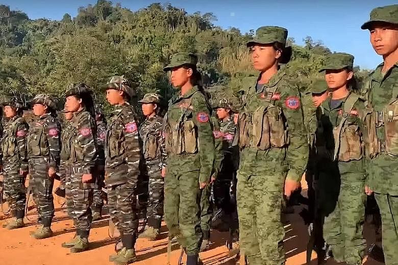 A still from a video about the Arakan Army posted on YouTube. The Ministry of Home Affairs said the people investigated provided regular financial support to the armed group that has conducted violent attacks in Myanmar, with one giving regular month