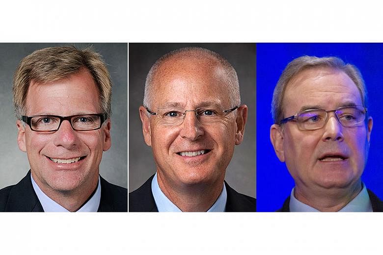 From left: Boeing's 737 programme manager Eric Lindblad will retire in weeks after roughly 12 months on the job. Taking over from him is Mr Mark Jenks, who has been leading Boeing's new mid-market airplane (NMA) project. Mr Mike Sinnett, Boeing's commerci