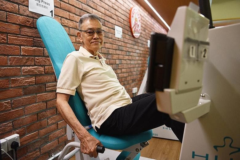 After three months of strength training at Gym Tonic, Mr Eric Wong, 77, can confidently climb overhead bridges.