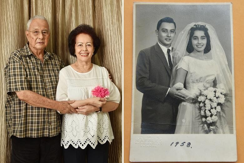 Mrs Marion Woodworth, who represented Singapore at the Miss Universe pageant in 1958, has been married to husband Robert for 60 years. 