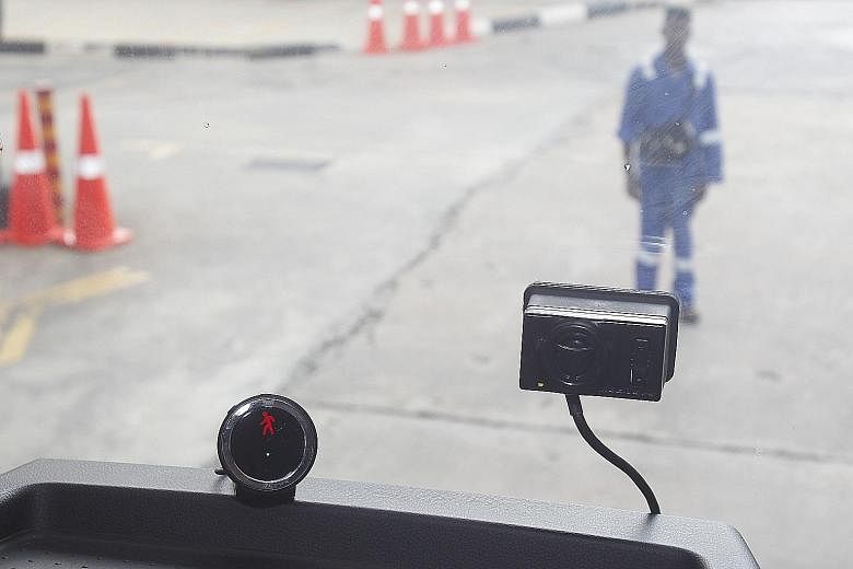 SBS Transit's 3,000 buses are fitted with the Mobileye driver assistance system, which warns of impending collisions. The accident rate for SBS Transit buses has since dropped by 20 per cent.