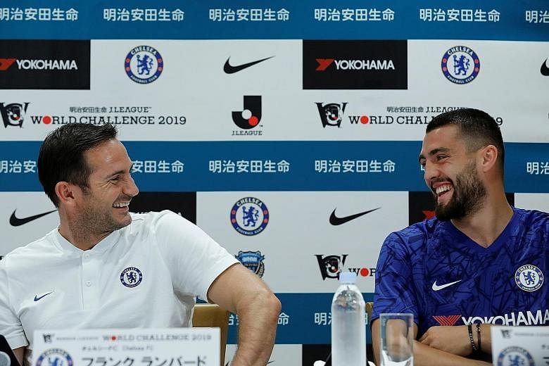 Frank Lampard joking with Croatia midfielder Mateo Kovacic, whom the club have bought from Real Madrid following his year-long loan.
