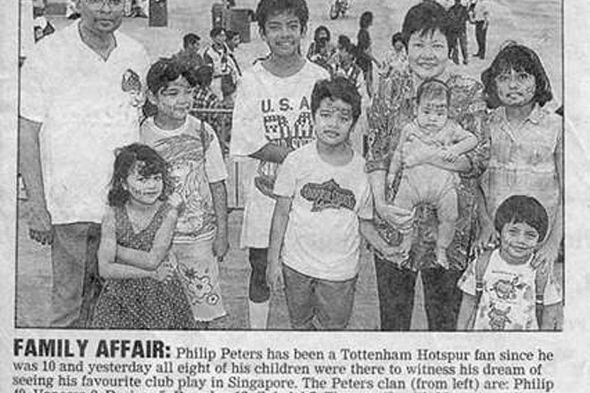 Spurring Spurs on together as a family at the National Stadium in 1995. Twenty-four years on, the Peters family, with a few additional members, will again catch their favourite team live on Sunday.
