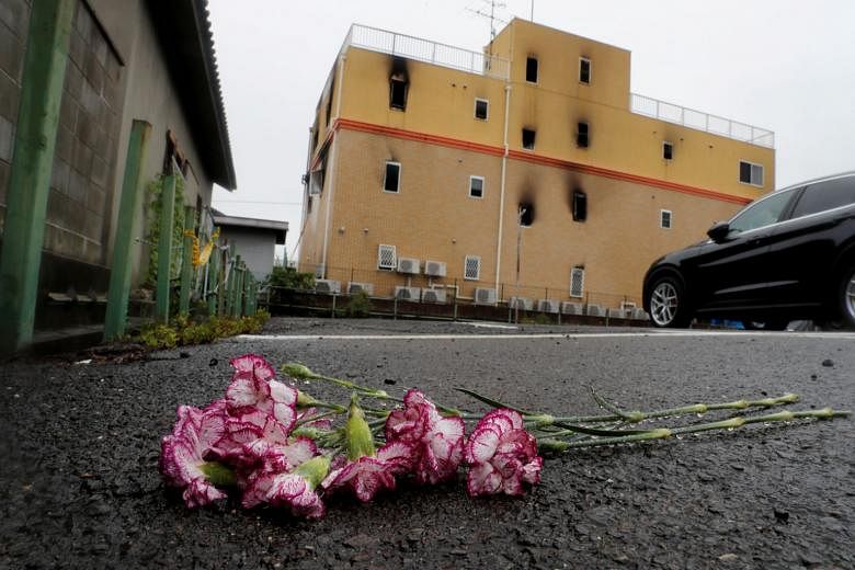 Animation fans lay flowers, pay respects at Japan studio ravaged by arson |  The Straits Times
