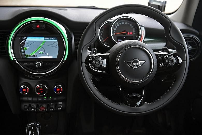 The steering wheel of Mini's 60 Years Edition Cooper S is grippy, helping the car to respond quickly and smoothly to inputs, conveying calmness even at a frantic pace.