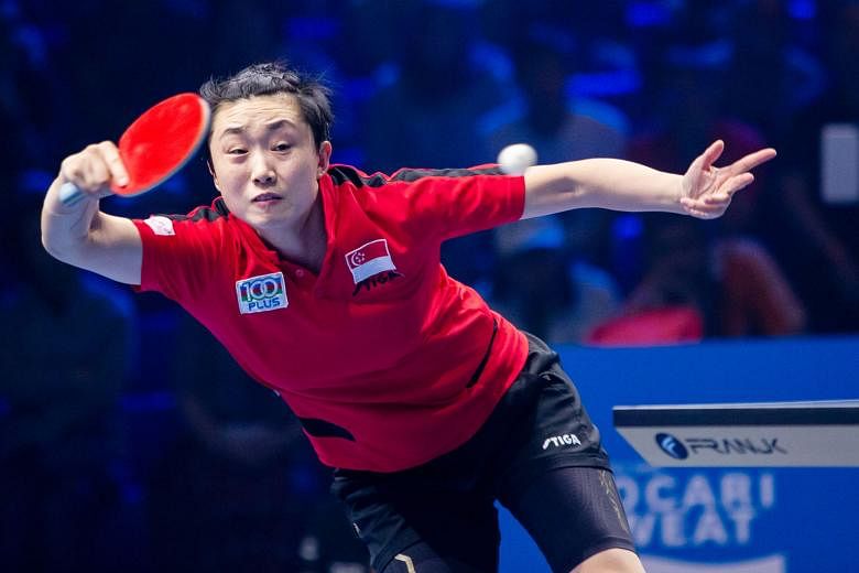 Singapore paddler Feng Tianwei's 4-2 win over Japan's world No. 9 Miu Hirano in the Seamaster T2 Diamond 2019 Malaysia leg's round of 16 was her first win over a top-10 player since December 2017. PHOTO: T2 DIAMOND
