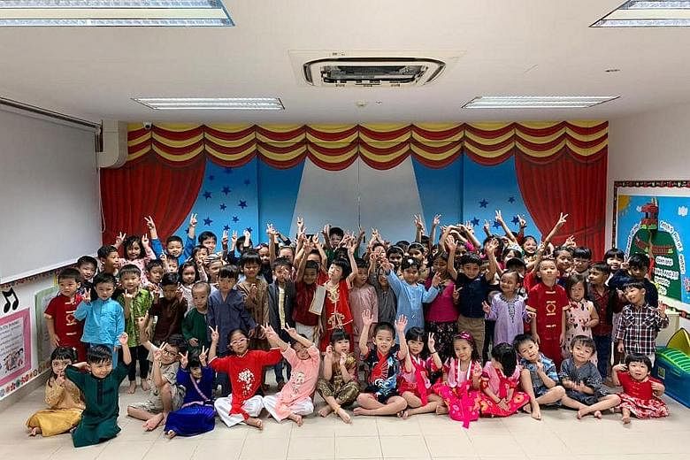 Deputy Prime Minister Heng Swee Keat posted this photo of celebrations on Friday at PCF Sparkletots at Tampines Central, noting that while such scenes are delightful, harmony is about much more than what is worn on the surface.
