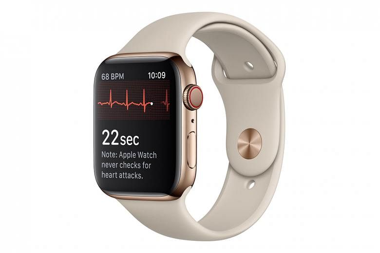 To get an electrocardiogram reading, the wearer needs to stay still and touch the Apple Watch Series 4's digital crown for 30 seconds.