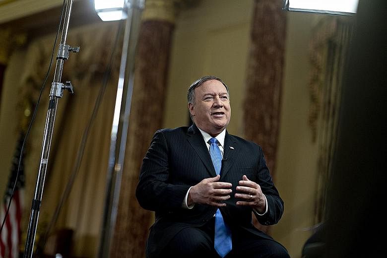 Asked if he would be willing to go to Teheran for talks, US Secretary of State Mike Pompeo said: "Sure. If that's the call, I'd happily go there..." PHOTO: BLOOMBERG