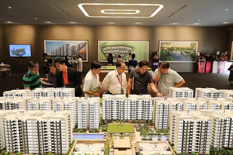 Visitors at the preview launch of Treasure At Tampines in March. Analysts say the market performance in the second half of this year will depend on the magnitude of the economic slowdown and how sentiments are affected.