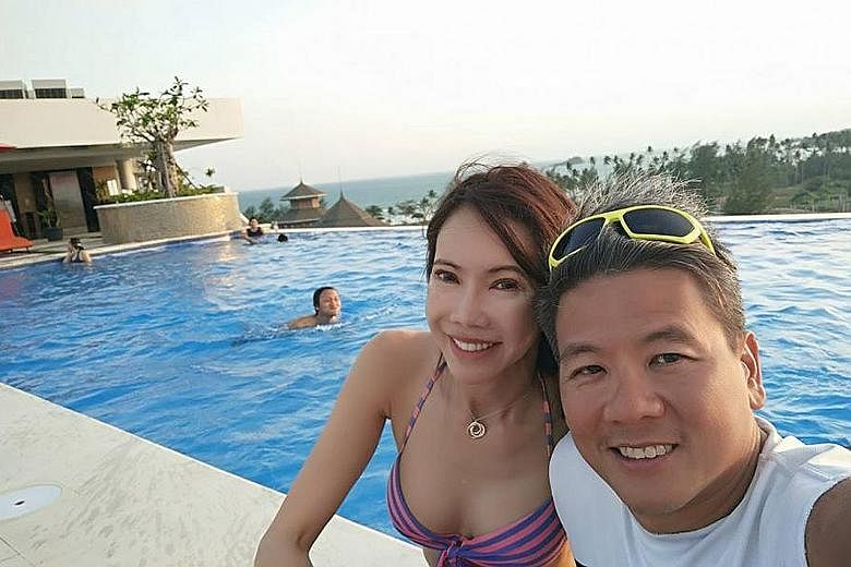 Former actress Irin Gan with her partner Hawk Tan (both above) on a trip to Indonesia.