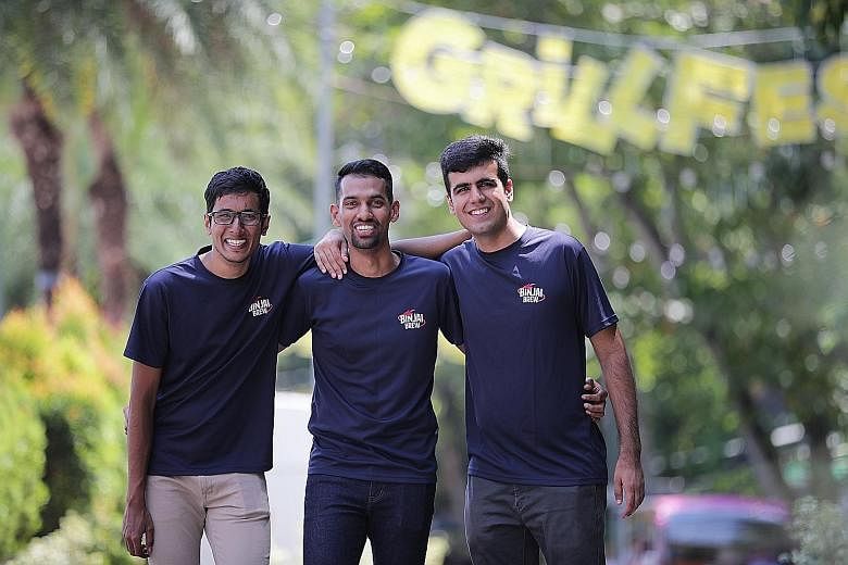 Binjai Brew founders (from left) Abilash Subbaraman, Rahul Immandira and Heetesh Alwani have secured a steady stream of income since the launch event for their business in December last year. 