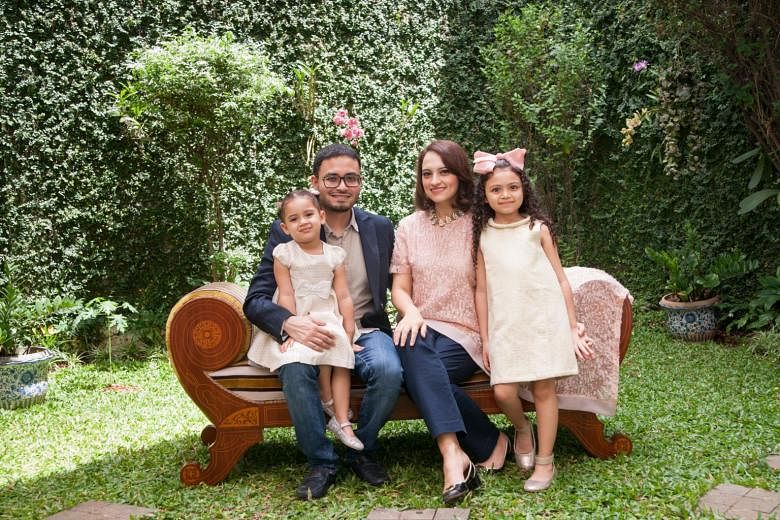 NUS Overseas Colleges alumnus Ahmed Aljunied with his wife Samira Shihab and their daughters Annika, three, and Noura, seven. After graduating, Mr Aljunied worked for a Silicon Valley-based company, completed a master's degree in Stanford and launched sta