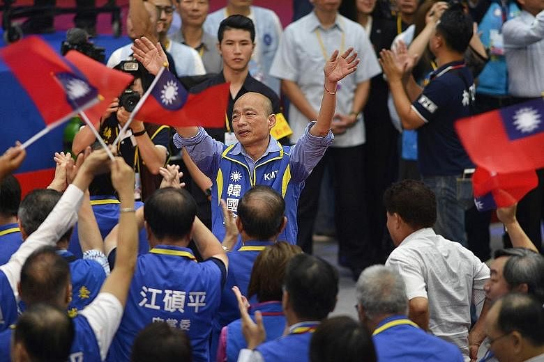 Kaohsiung City Mayor Han Kuo-yu, who favours closer exchanges with China, was nominated as opposition party Kuomintang's presidential candidate at its national congress yesterday.