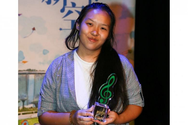Amritha Devaraj won in the singing (solo) category, while Tan Xiao Xuan (above) won in the songwriting (creative) category. 