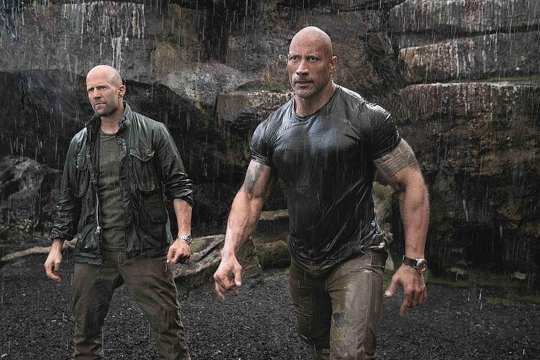 Jason Statham (far left) and Dwayne Johnson play two men who must bury the hatchet to capture an assassin.