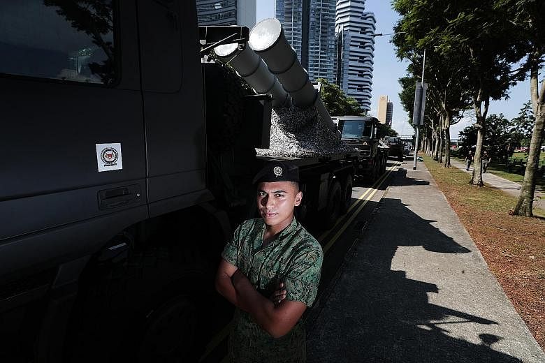 Lance Corporal Nabeel Majdi will be driving the High Mobility Cargo Transporter that carries the Singapore navy's Harpoon surface-to-surface anti-ship missile.