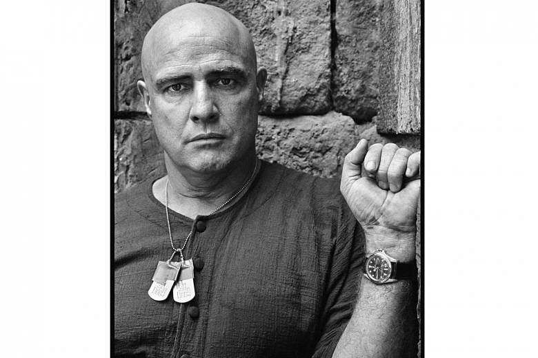 Marlon Brando (left, on the set of Apocalypse Now) inscribed M. Brando on his Rolex GMT-Master's case himself using an electric engraver pen.