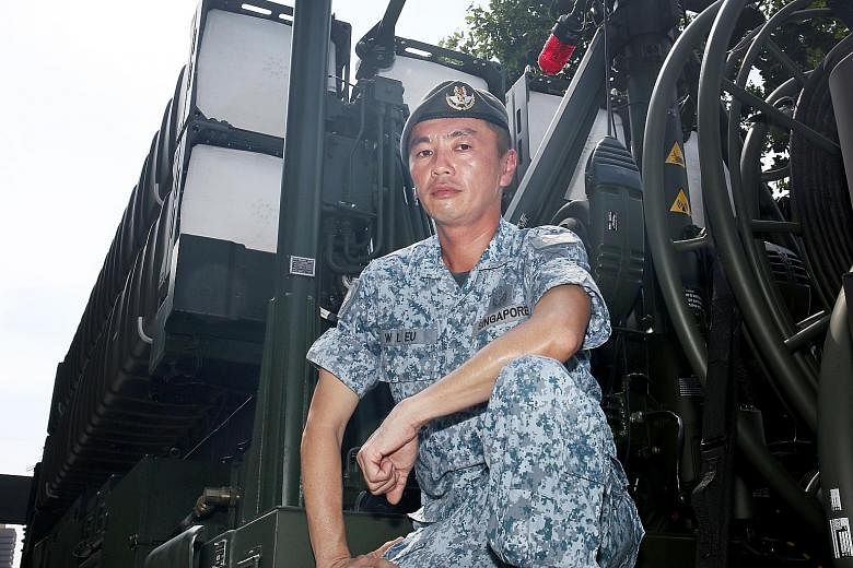 The Aster-30 ground-based air defence system (left) will make its first public appearance at the National Day Parade in the mobile column. Second Warrant Officer Eu Wei Lek (above) says its debut shows the Republic of Singapore Air Force's readiness 