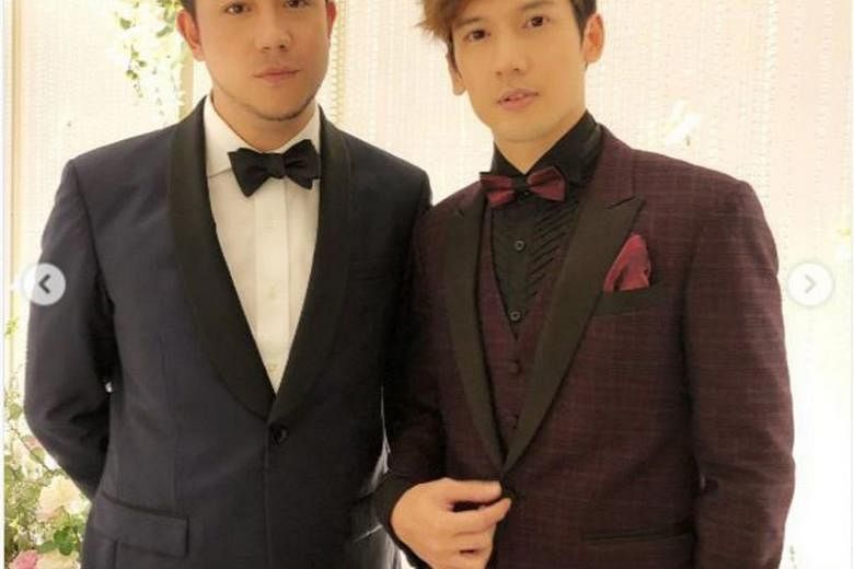 Kenny Kwan (right) of Boyz will perform at the Hong Kong Coliseum next month without the other half of the duo, Steven Cheung (left), who has been slammed by netizens over his womanising ways. 